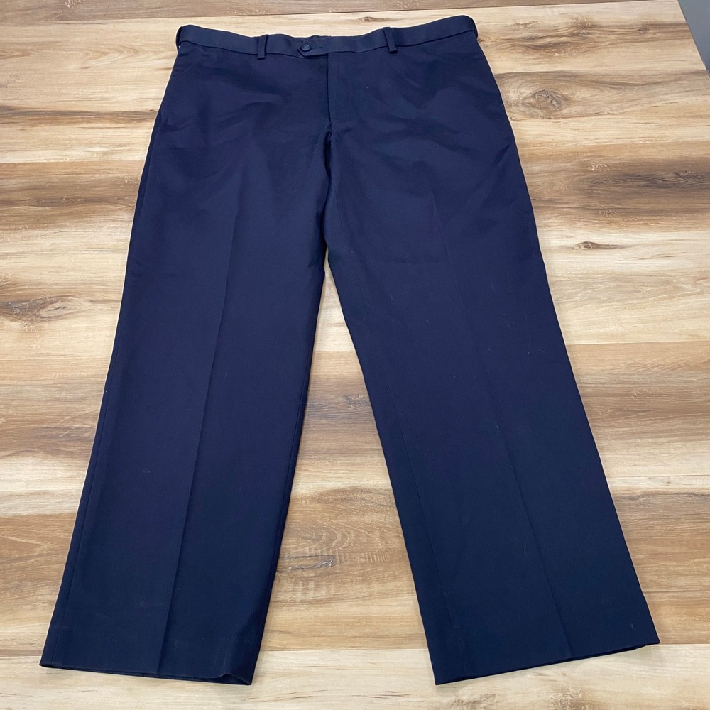 Perry Ellis Portfolio Pants 38x29 Dress Chino 100% Cotton Straight Navy Blue